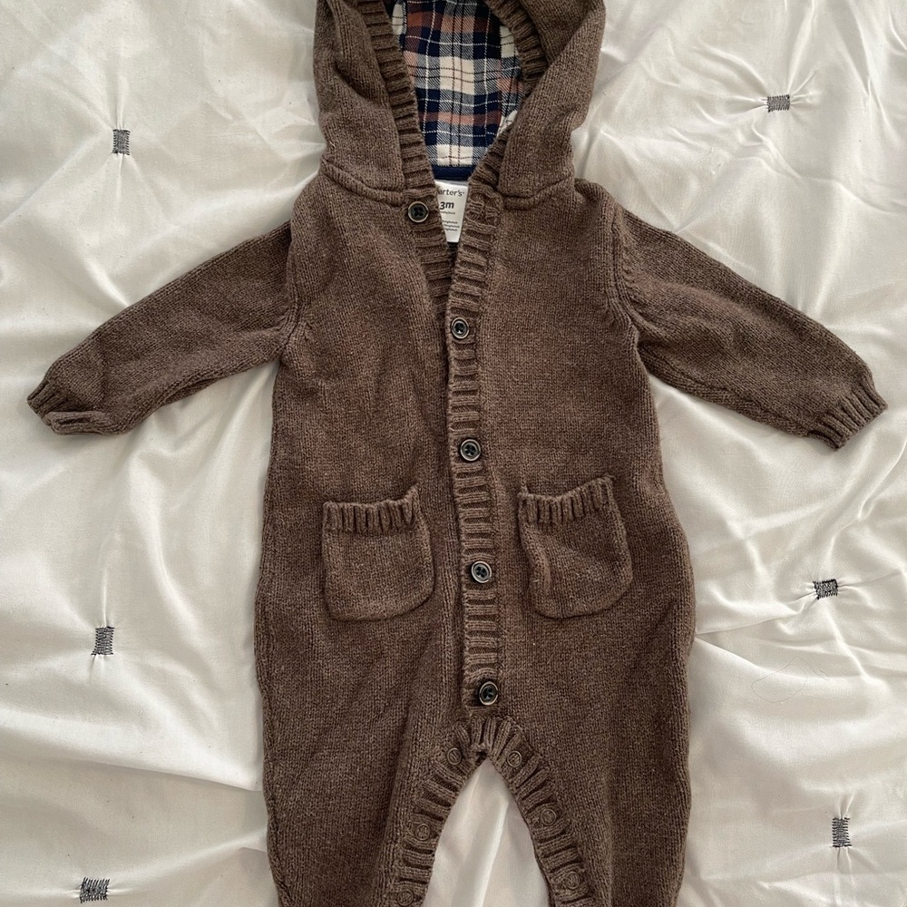 Carter's Brown  Hooded onesie sweater